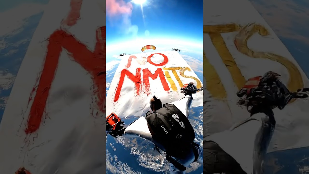 This fearless artist takes graffiti to the extreme by painting a massive floating canvas