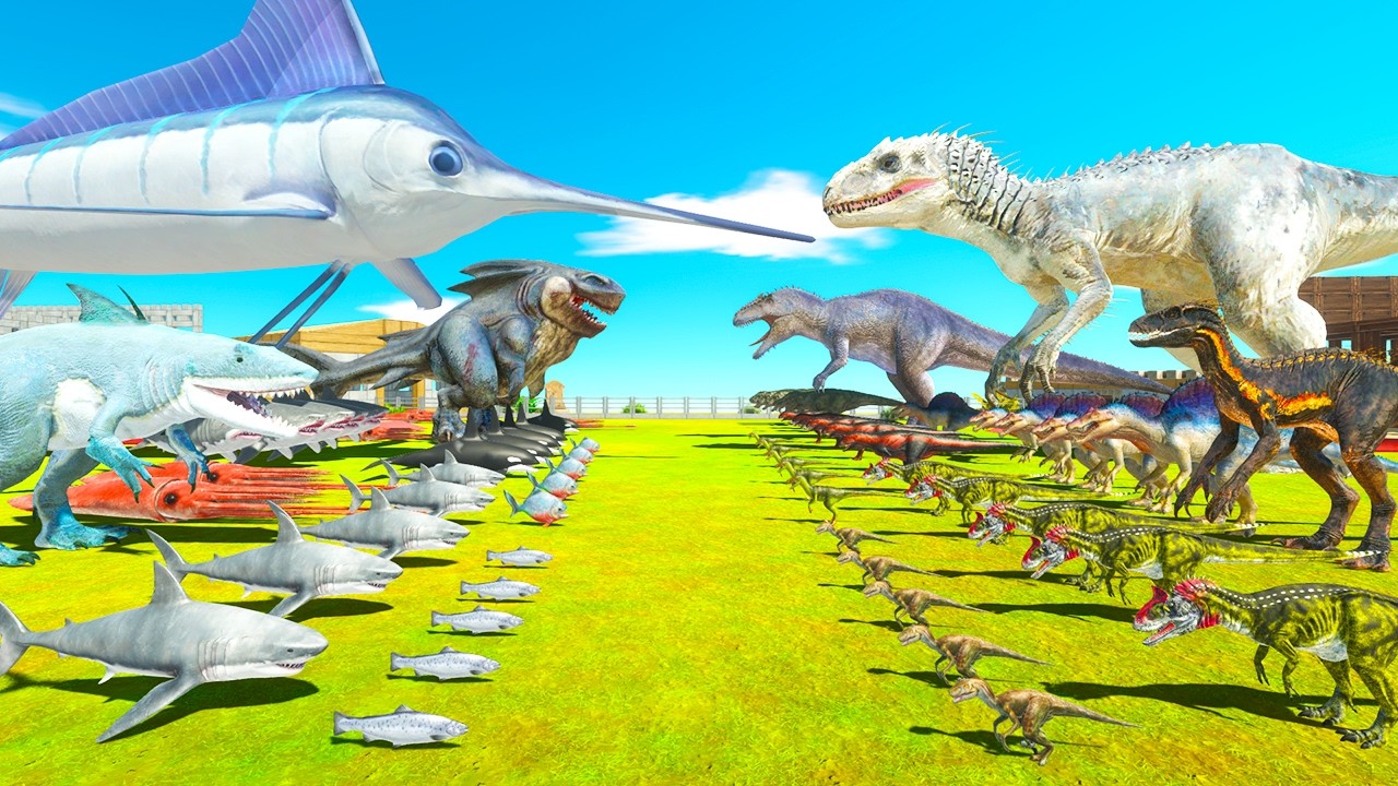 Dinosaurs Fights in Harbor Arena | Dinosaurs vs Sea Monsters - Animal Revolt Battle Simulator