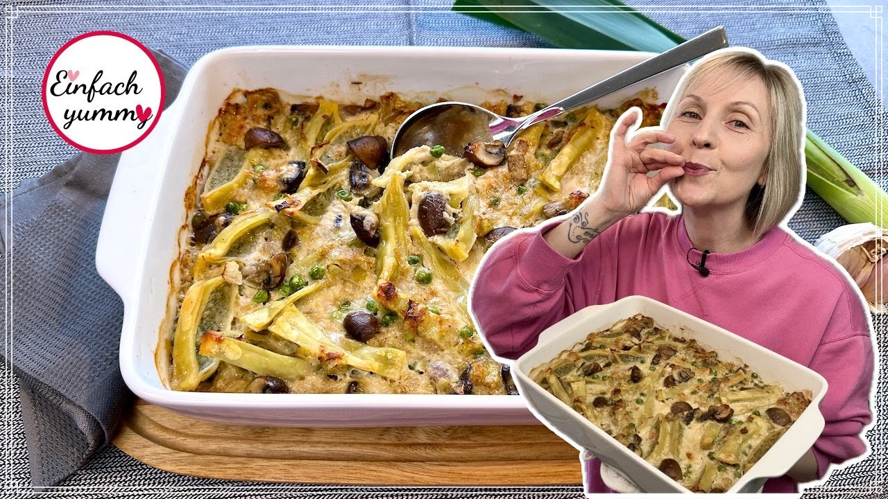 Maultaschen - Auflauf mit Champignons 👩🏼‍🍳 - liebt die ganze Familie - Thermomix® TM5/TM6
