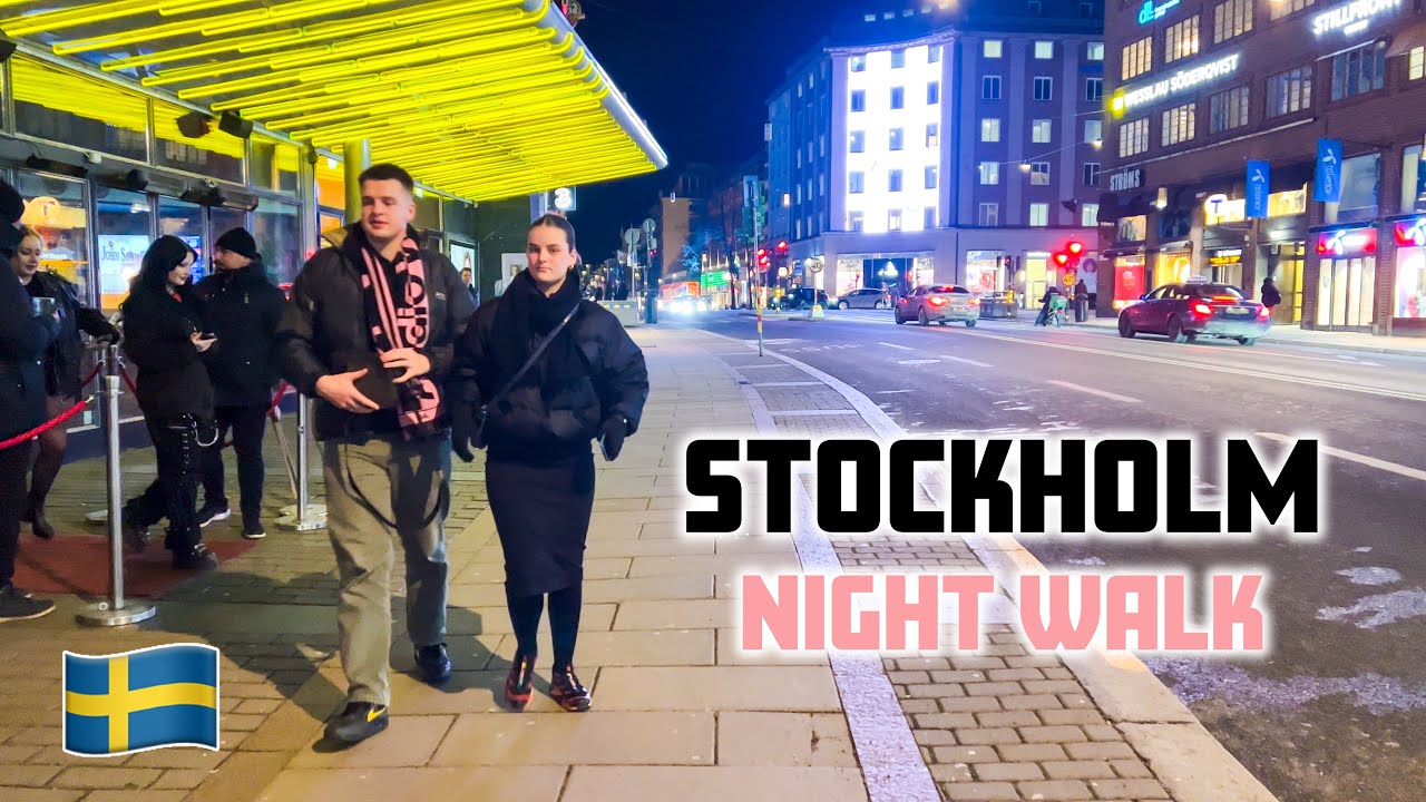 Saturday Night in Stockholm, Sweden - Walking Tour (4K 60fps HDR)