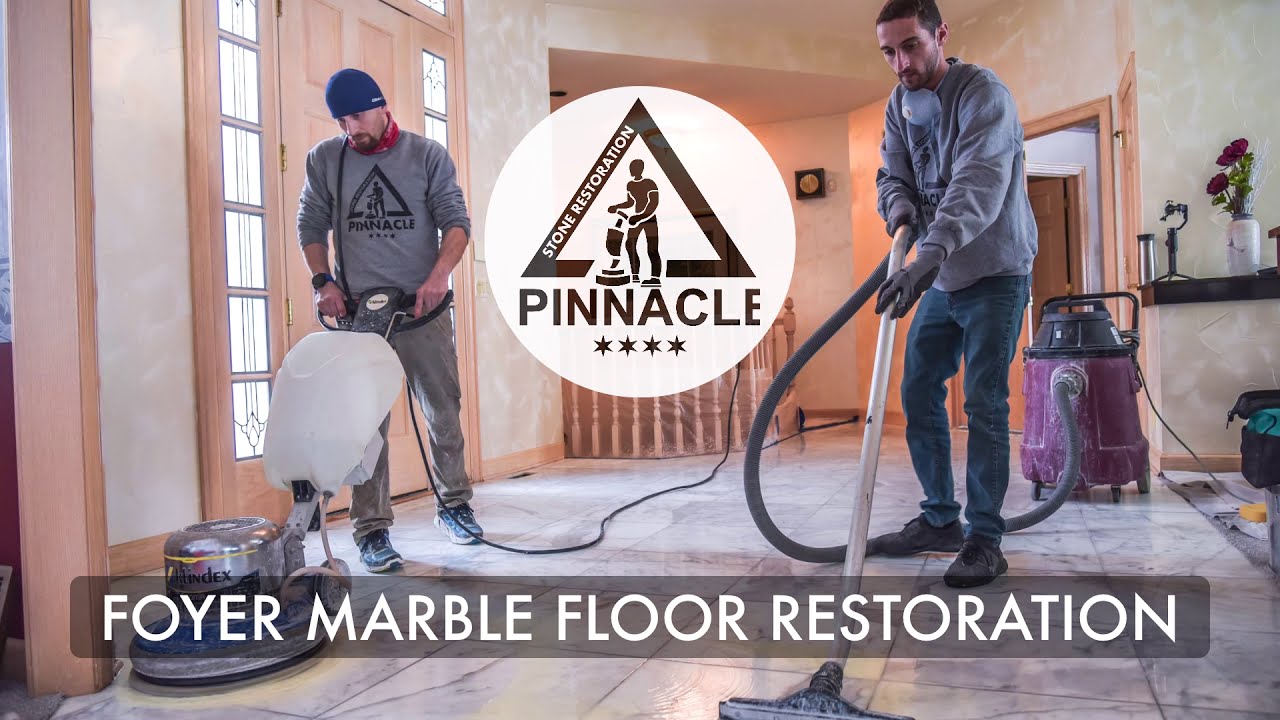 FOYER MARBLE FLOOR RESTORATION (Marble polishing in Chicago by Pinnacle Stone Restoration)