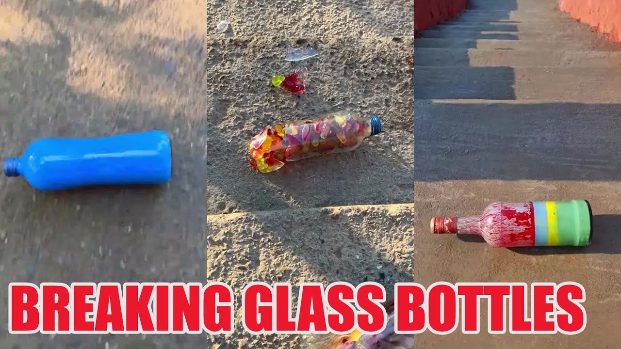 Breaking Glass Bottles and Balloon Drops 🔥 Crushing Crunchy & Soft Things #asmr #satisfying