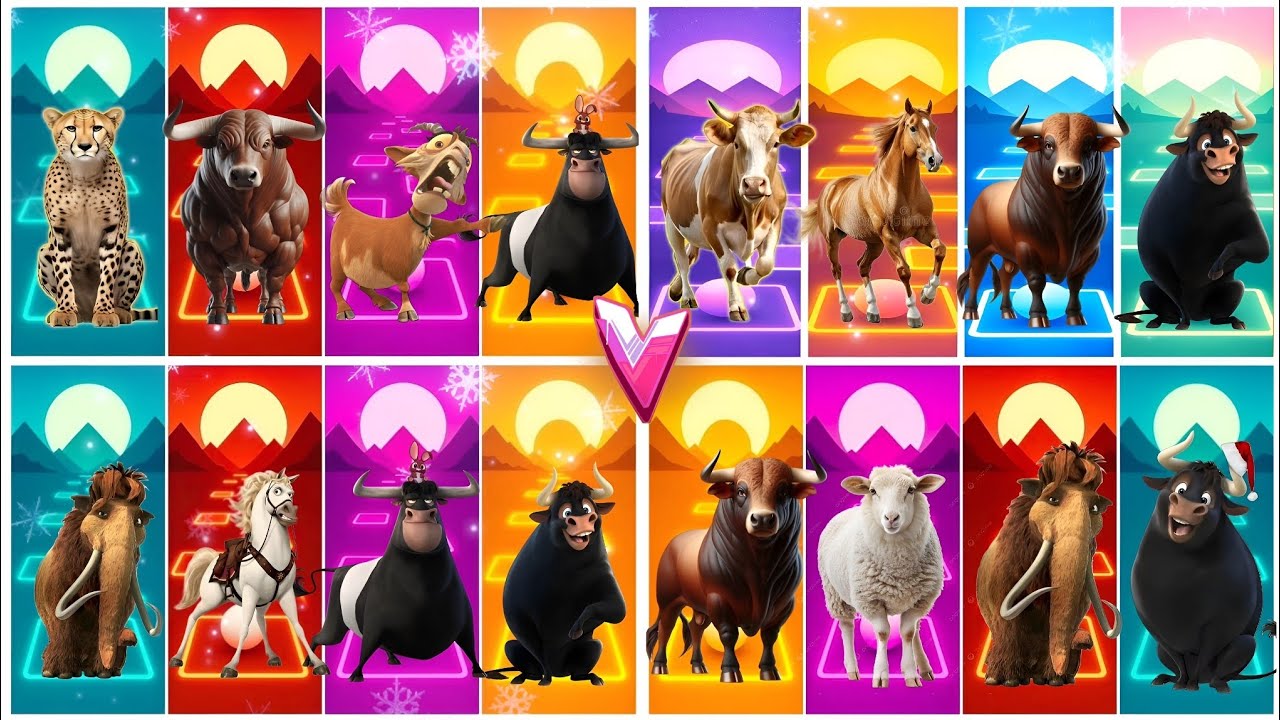 Funny Gipard 🐆🆚 Funny Bull 🐂🆚 Funny Horse 🐎🆚 Funny Sheep 🐑🆚 Tiles Hop EDM Rush