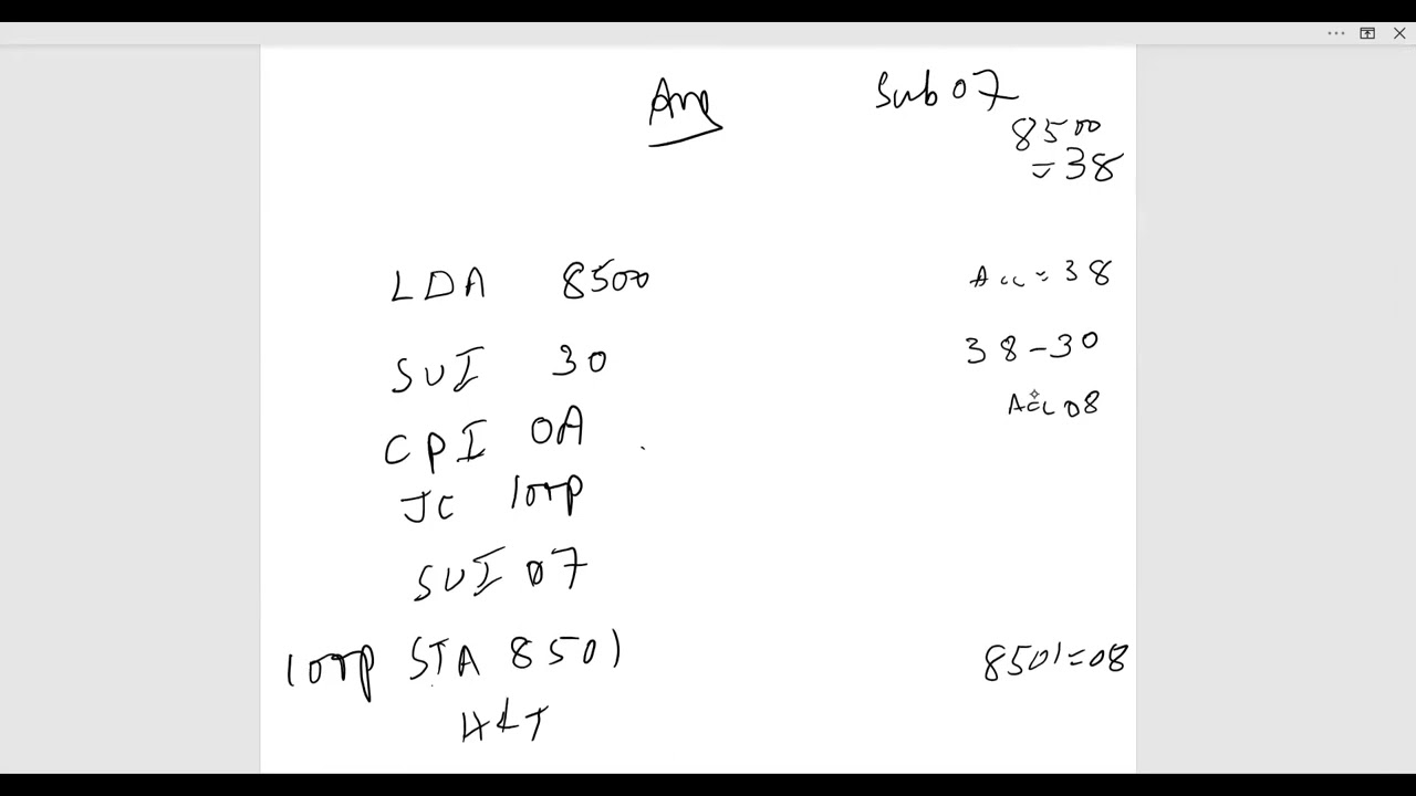 Assembly Language Programming 8085: ASCII to   BINARY code conversion