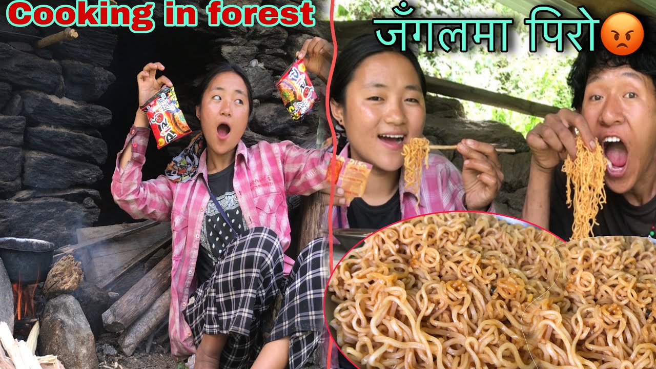 Noodles Cooking and Eating in Jungle ! Village Life ! #kanxi