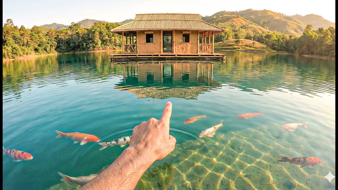 A Couple Builds An INSANE Floating Survival House From Scratch Using Bamboo And Mud In 120 Days