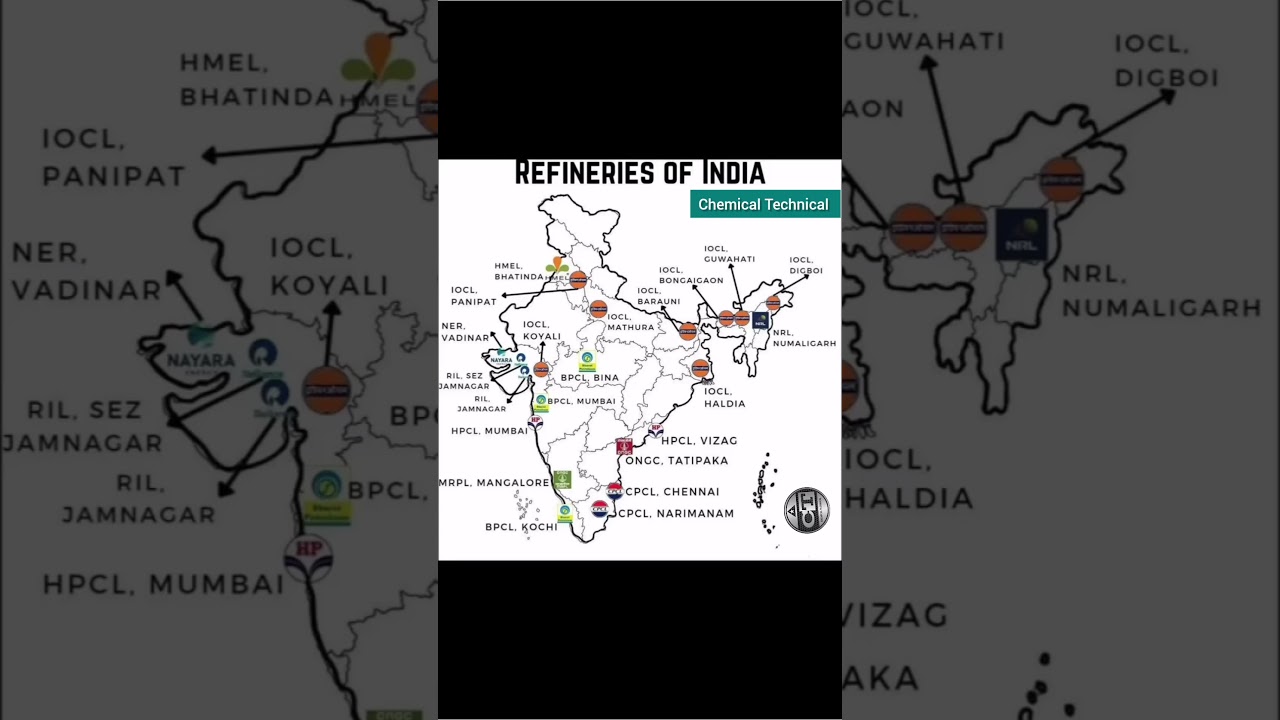 Refinery Of India l Petrochemical Company l No of  Refinery in India l Refinery In Map #refinery