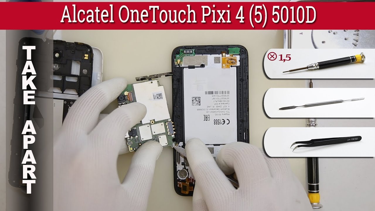 Как разобрать 📱 Alcatel OneTouch Pixi 4 (5) 5010D Разборка и ремонт