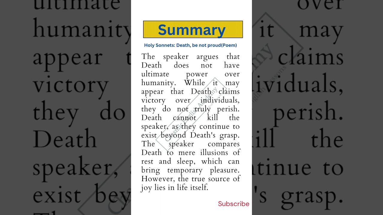 Death,be not Proud (Summary) | By John Donne | ICSE Board Rhapsody Book | Class 12 English (Poem)