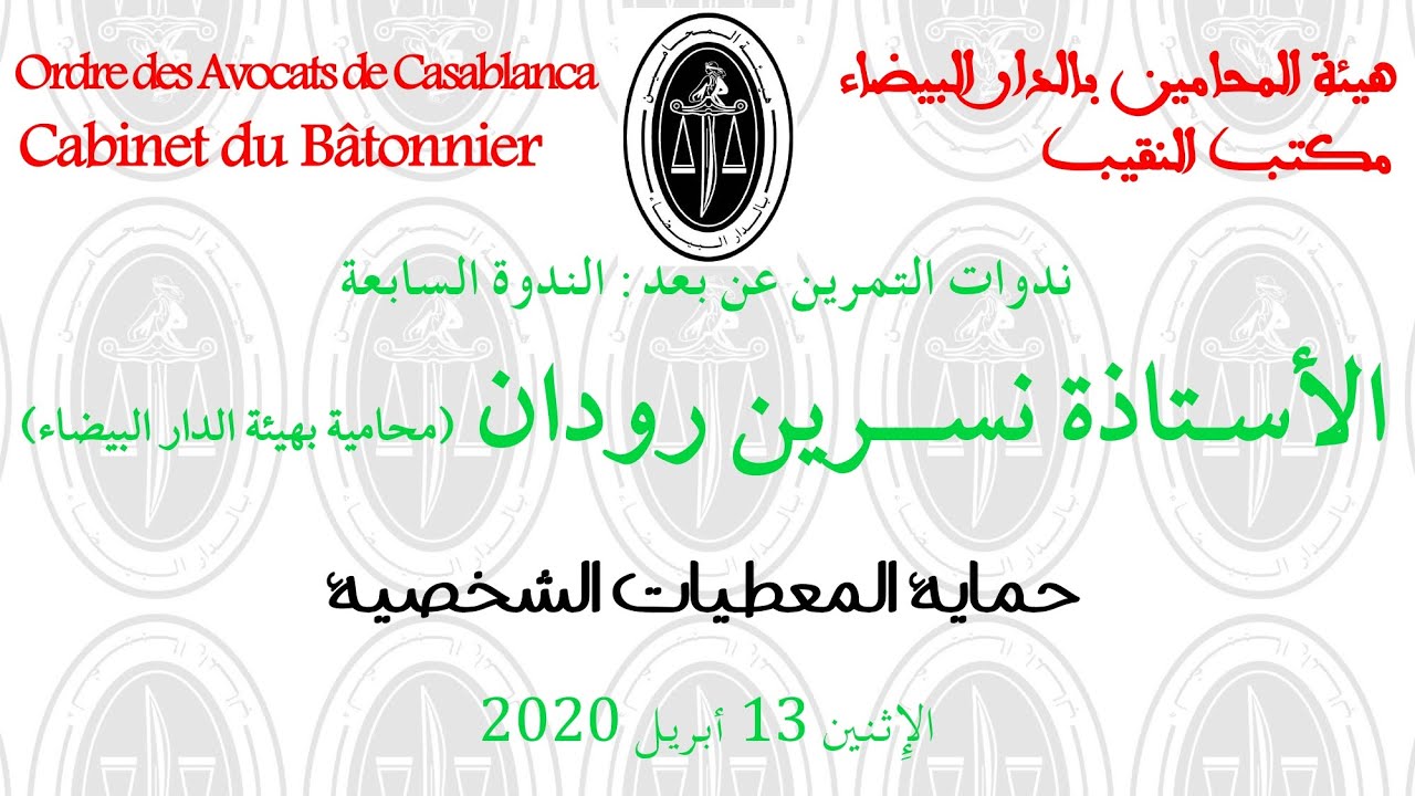 حماية المعطيات الشخصية - الأستاذة نسرين رودان - ندوات التمرين عن بعد 7
