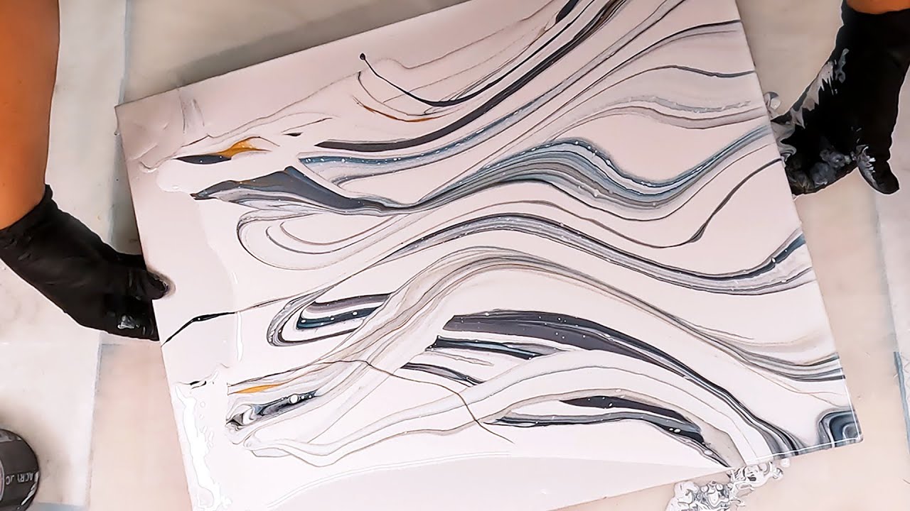 Subtle Elegance - Ribbon Pour - Minimalist Acrylic Pouring