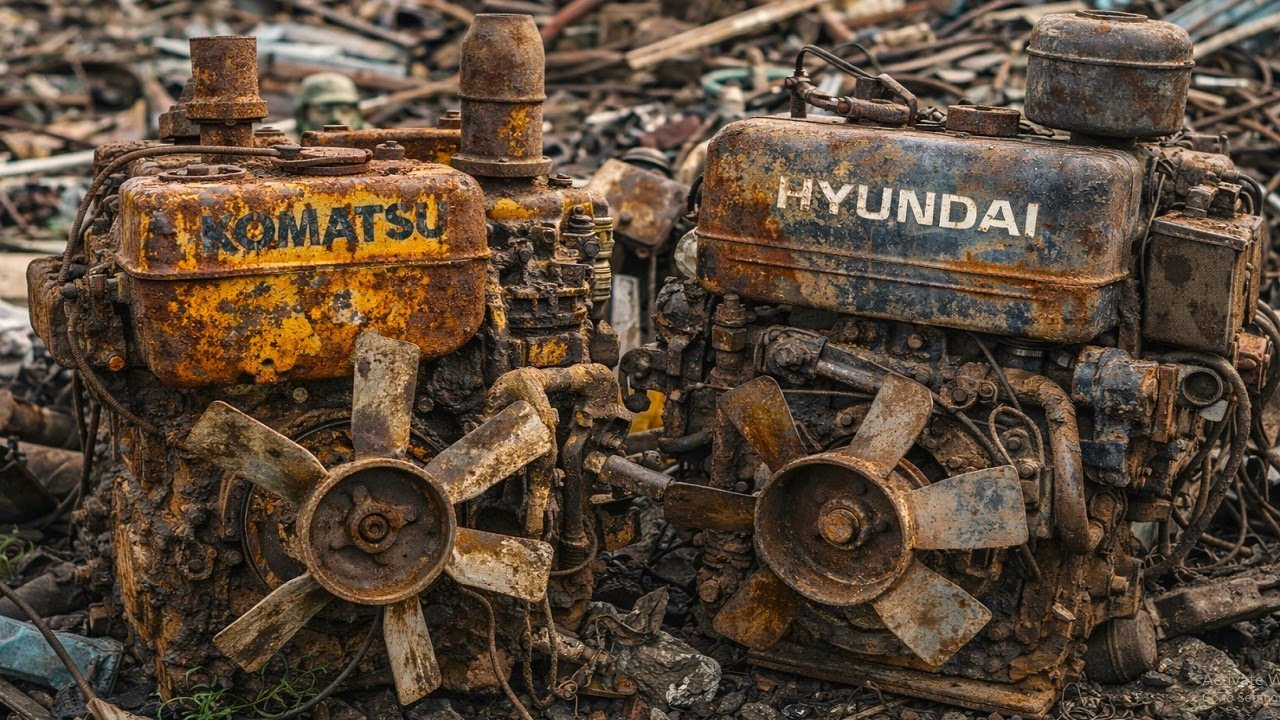 Restoration a Heavily Rusted KOMATSU Engine // Next Up: A Worn-Out HYUNDAI Engine