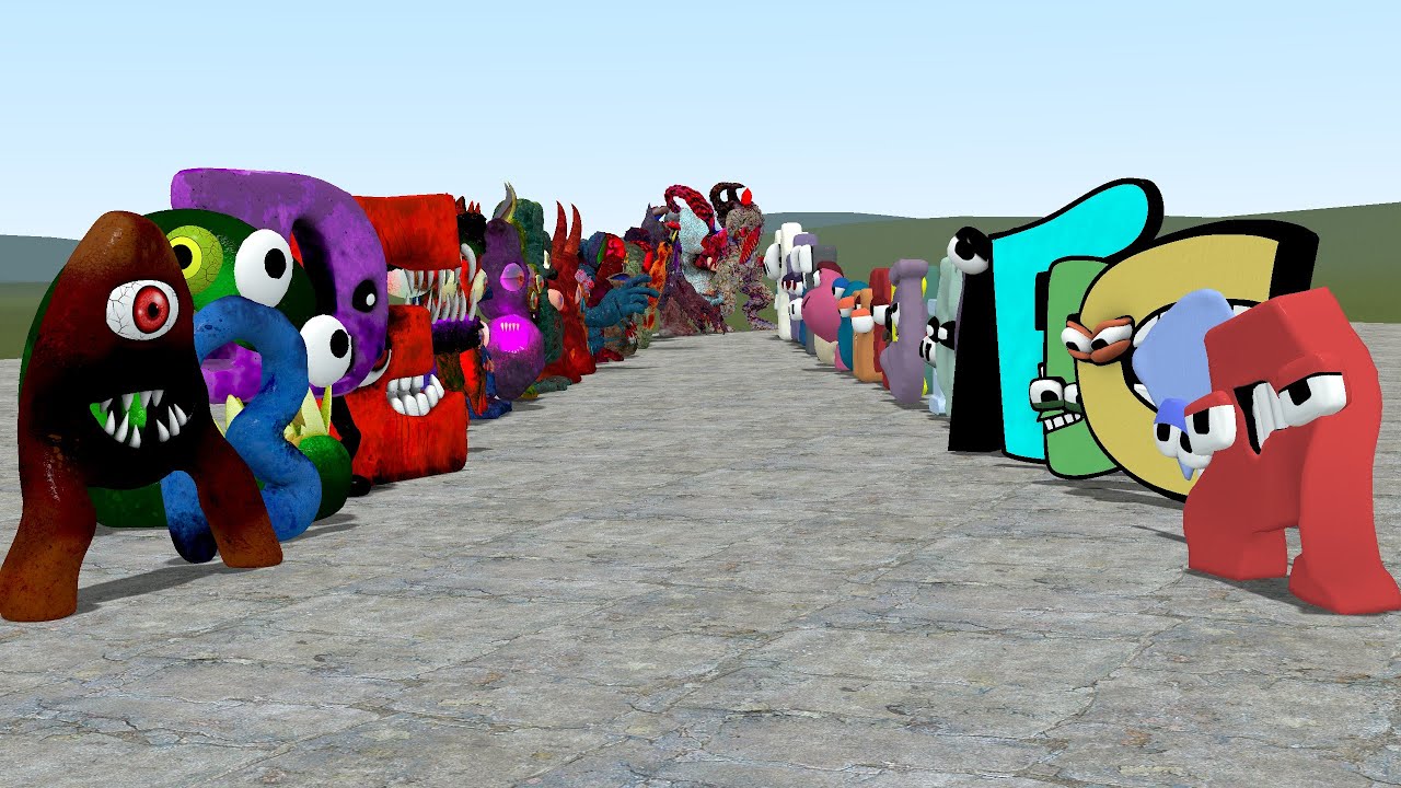 ALL ALPHABET LORE A-Z VS ALL NIGHTMARE ALPHABET LORE A-Z In Garry's Mod!