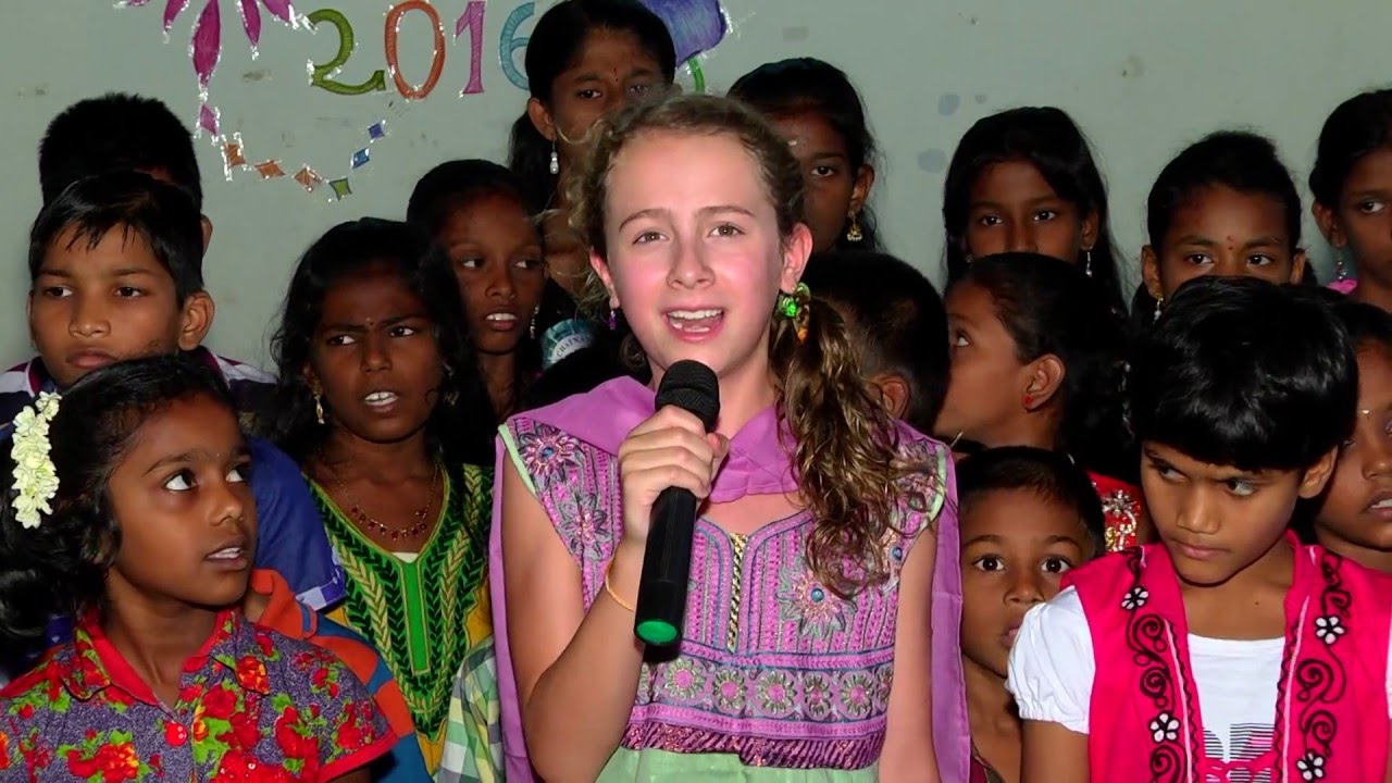 Capri Aliyah Everitt singing Indian National Anthem at SOS India