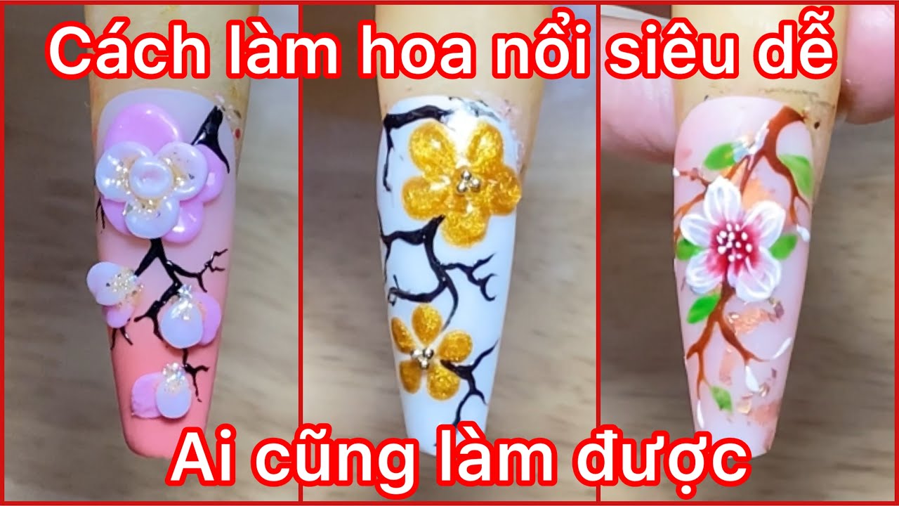 Cách vẽ mẫu nails tết thông dụng