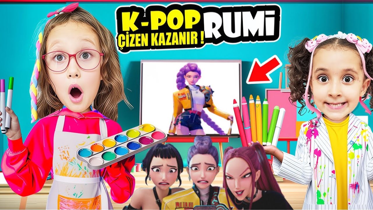EN GÜZEL ÇİZEN KAZANIR K POP HUNTRİX RUMİ ÇİZİYORUZ !! BAHAR BANU ALYA !!