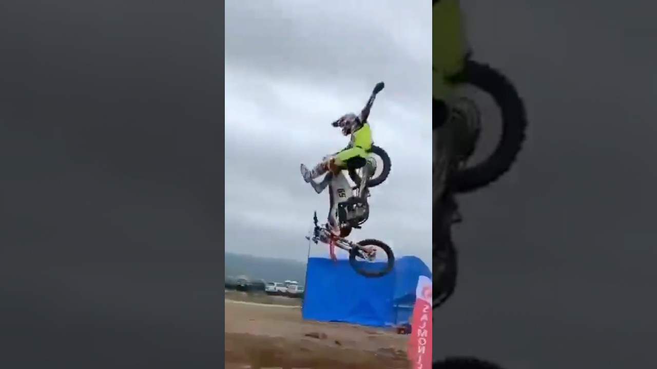 Full send off his dirt bike! 😭 