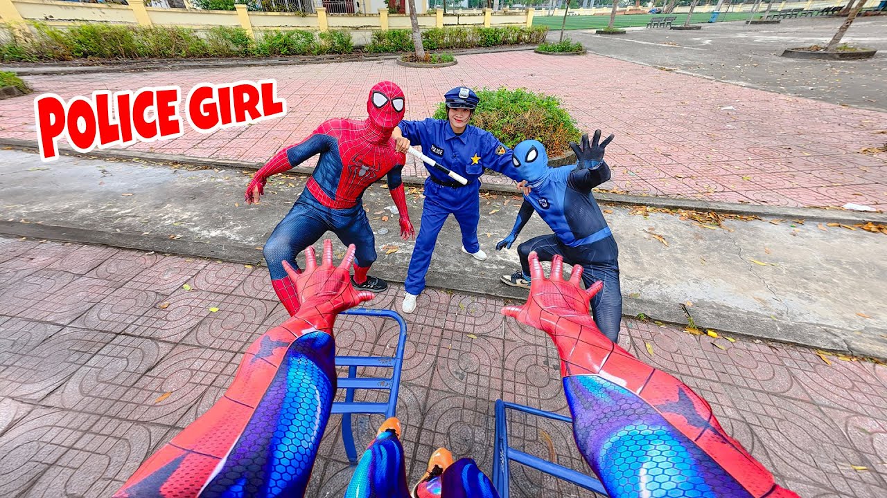 SPIDER-MAN TRIES TO ESCAPE FROM THE POLICE GIRL – Funny Parkour POV