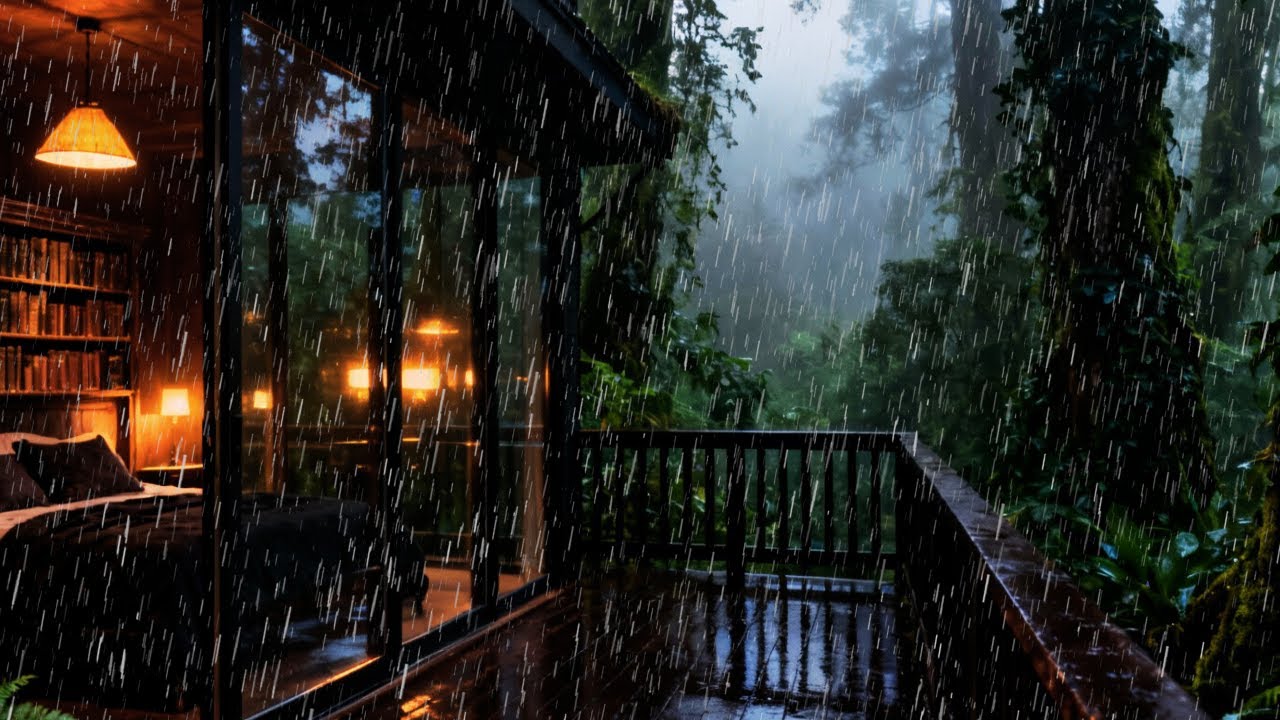 Best Rain Sound for Sleep 😴 | Cozy Forest Cabin Rain for Deep Night Rest