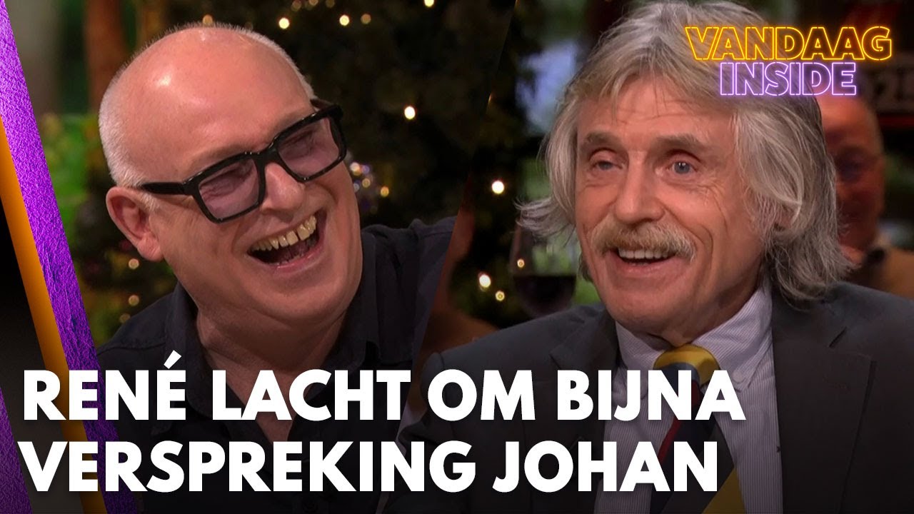 Ren&eacute; van der Gijp schiet in de lach om bijna verspreking Johan Derksen: 'Dat wilde je zeggen, h&egrave;?!'