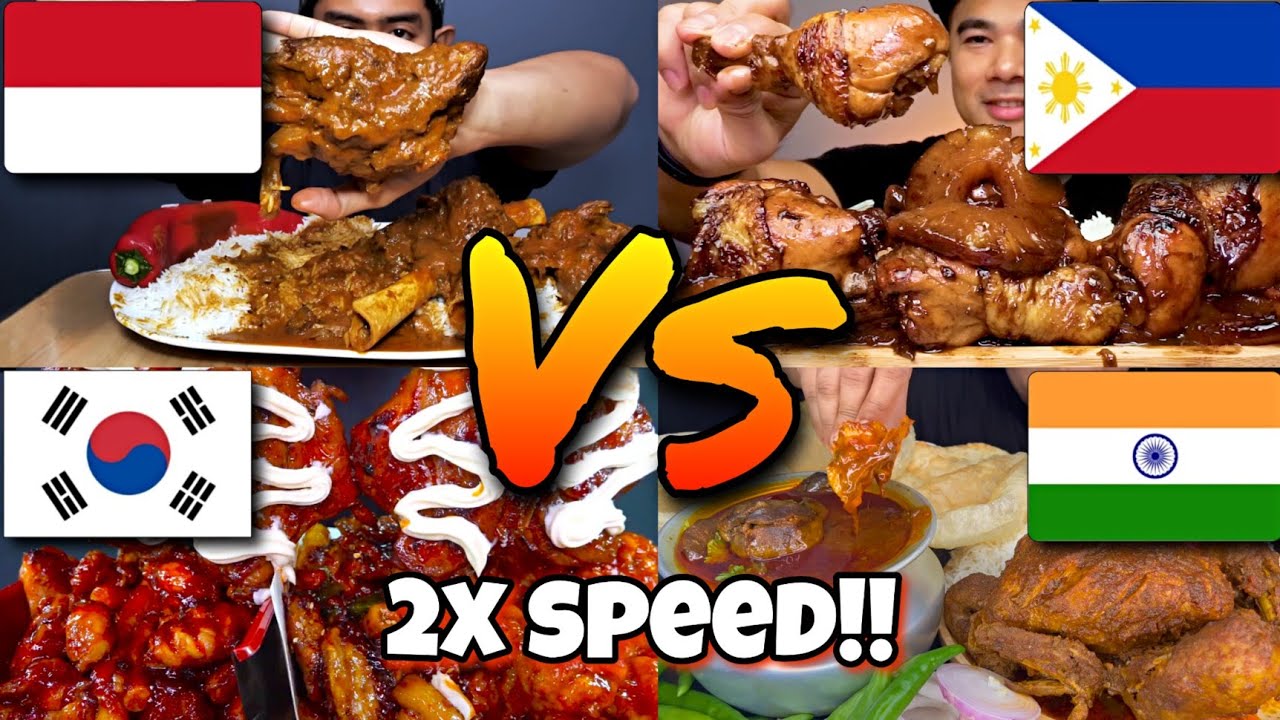 2x speed!🔥Different Mukbangers Eating Rice Around The World🇮🇳🇵🇭🇻🇳ASMR Fast Motion Eating Compilation