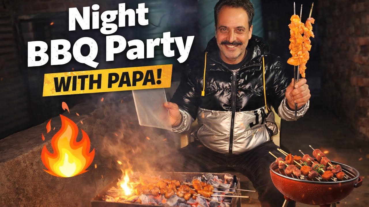 Night barbecue 🍖 party with family ohoo 🫨🥰