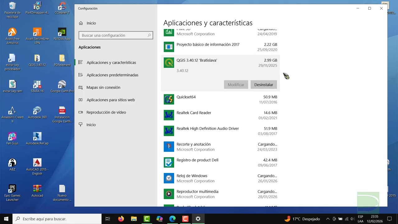 Desinstalar Qgis.