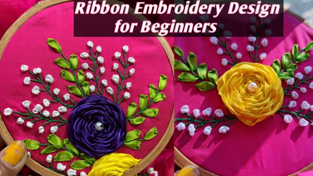 Ribbon Embroidery Design । Ribbon Embroidery Design for Beginners । Hand Embroidery Design ।