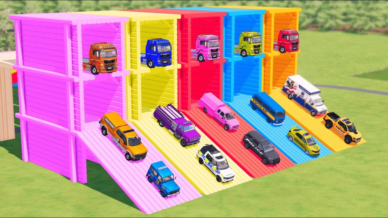 TRANSPORT! AMBULANCE, POLICE CARS & FIRE RESCUE TO THE GARAGE WORK WITH COLOR  🚑🚓🚒  FS22 #038