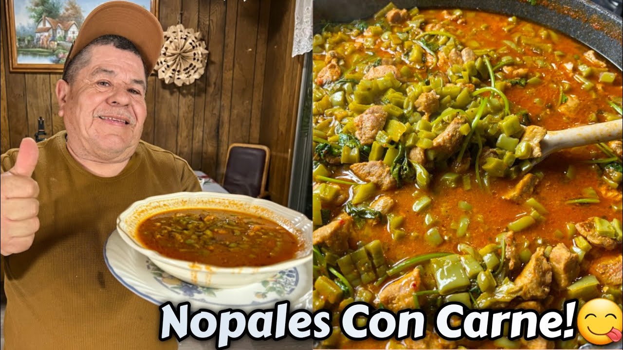 Como Hacer Un Guiso De Nopales Con Carne De Puerco En Salsa Roja! Receta Auténtica!💯🌿🥩🌵