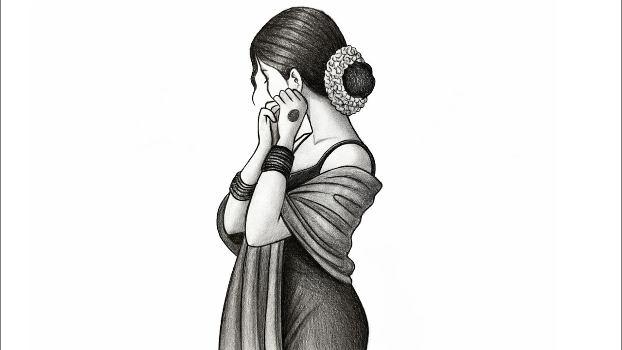 How to draw a beautiful girl in traditional dress | How to draw a beautiful girl | girl drawing