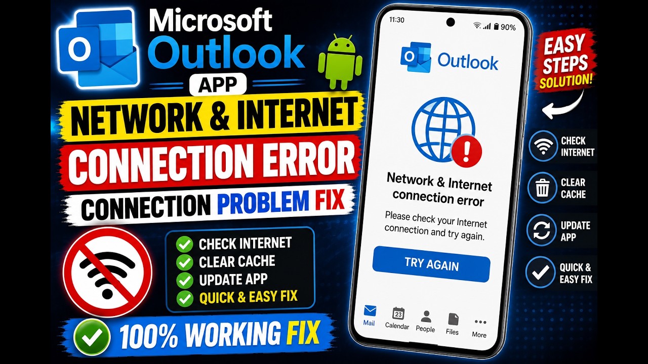Fix Microsoft Outlook Network & Internet Connection Error on Android | Outlook Connection Problem