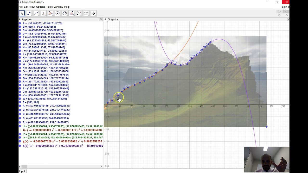 Geogebra: Fitting a Curve to an Image  using lists and Piecewise Functions