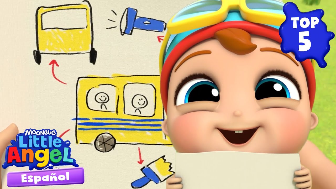 Top 5 Canciones en la escuela 🏫 Caricaturas | Canciones Infantiles 🎵 Little Angel Español