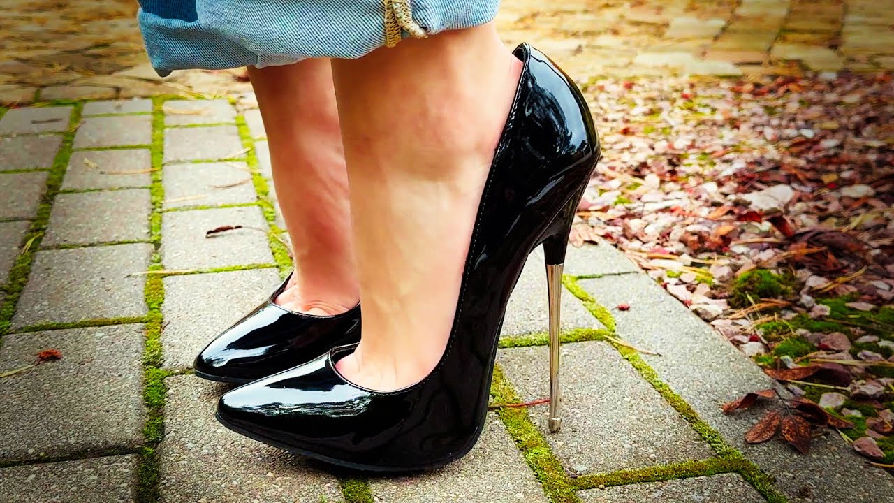 beauty in metal stiletto heels pumps #denim #walking