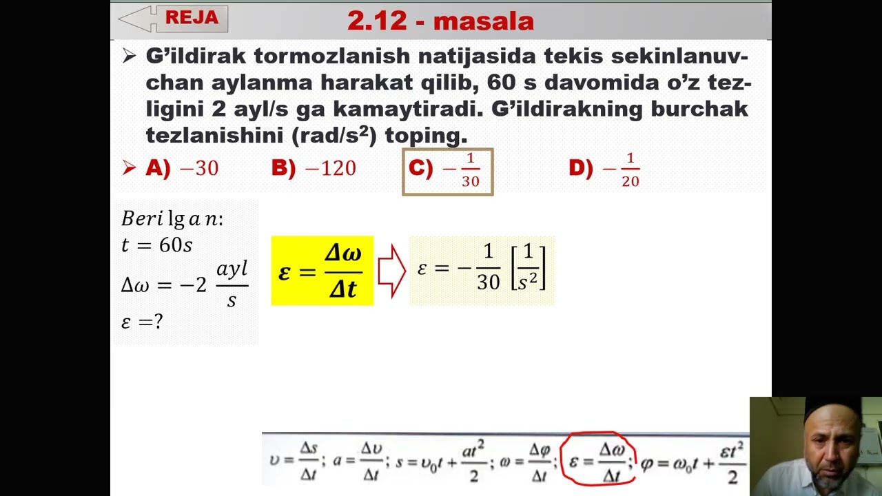 6  AYLANMA HARAKAT  Masala yechish2025 26