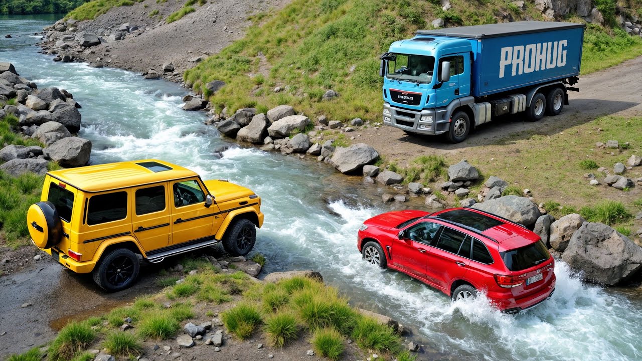 Cars vs Fast Flowing River Challenge #2 in BeamNG Drive!