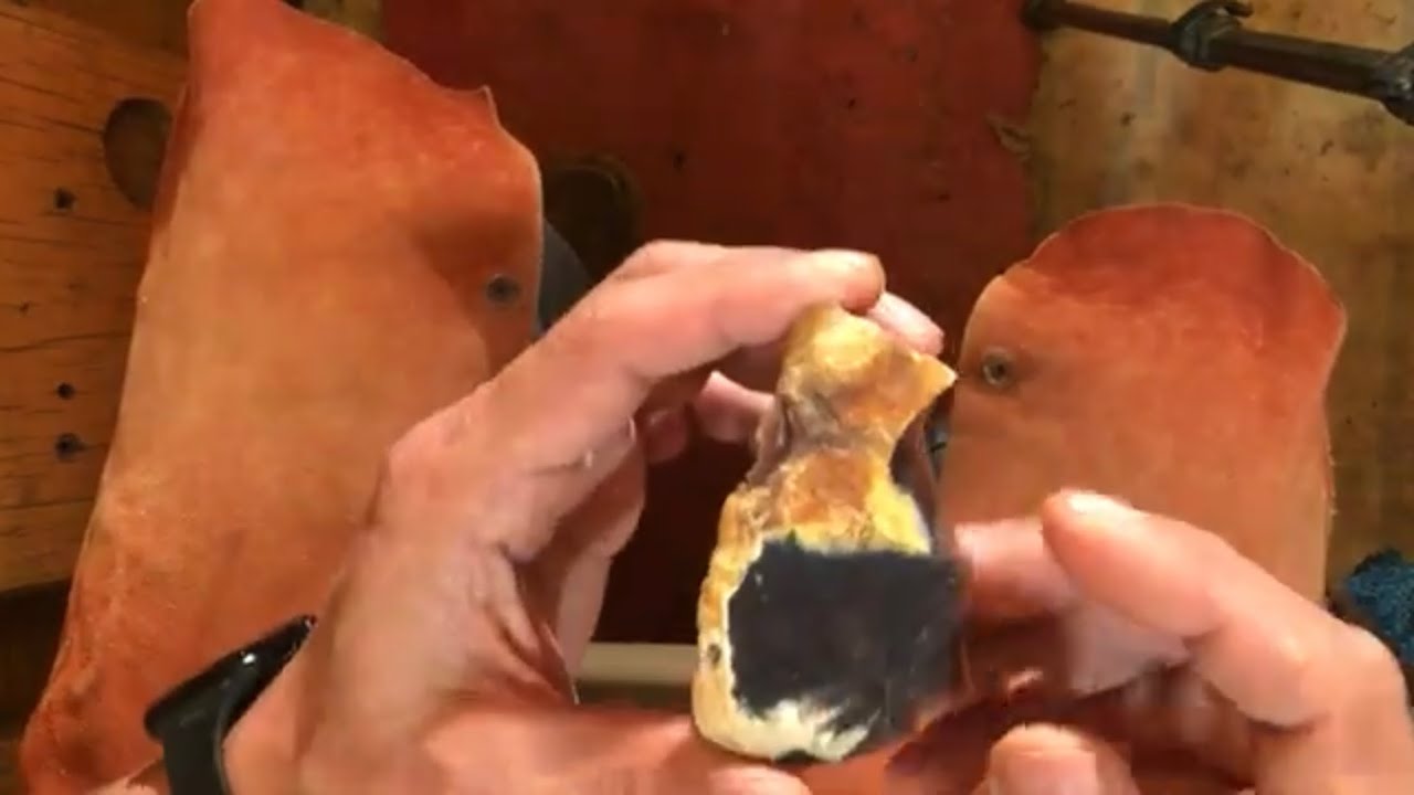 Knife River Flint flake worked with copper pressure flaker