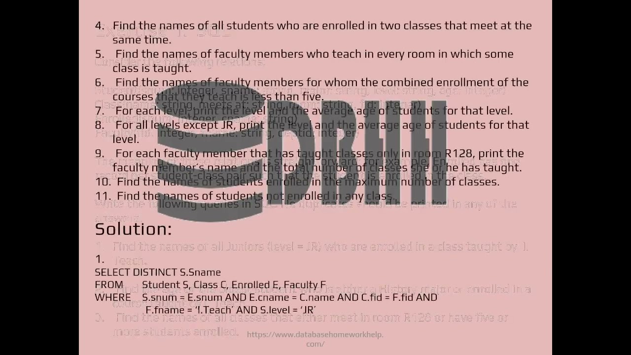 Database Homework Help
