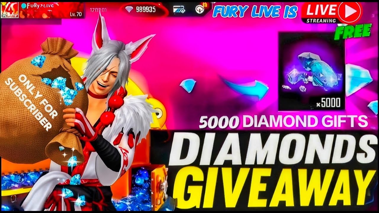 Fury Live 🤩 Diamond Giveways #freefire #shortsfeed #short #livegiveways #live