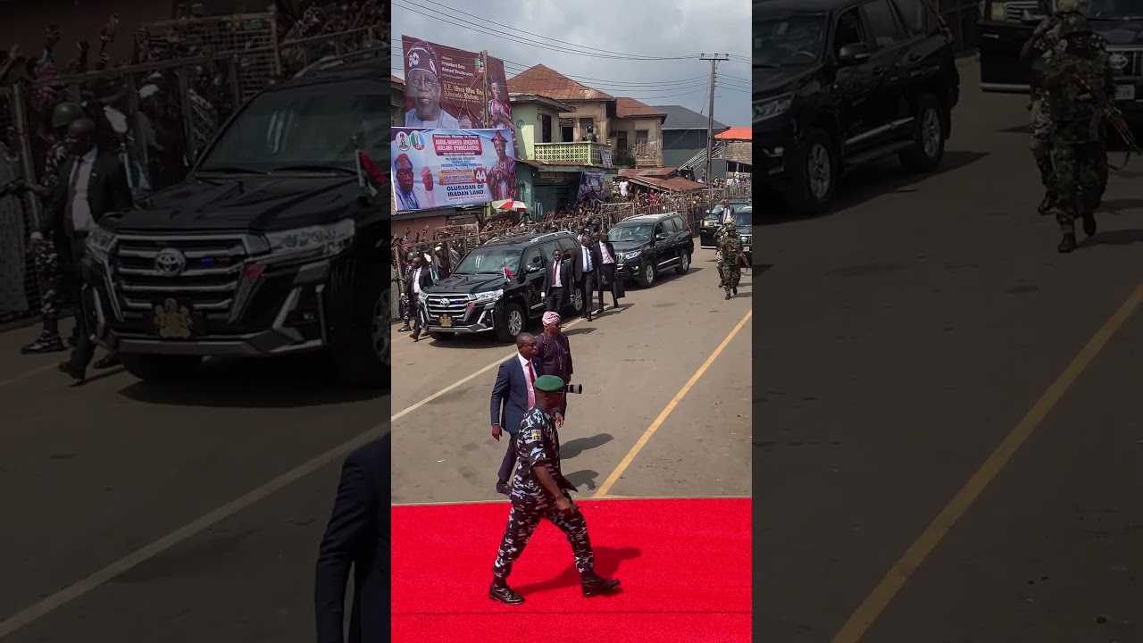 Massive Convoy of President Bola Hammed Tinubu Arrival at Olubadan coronation