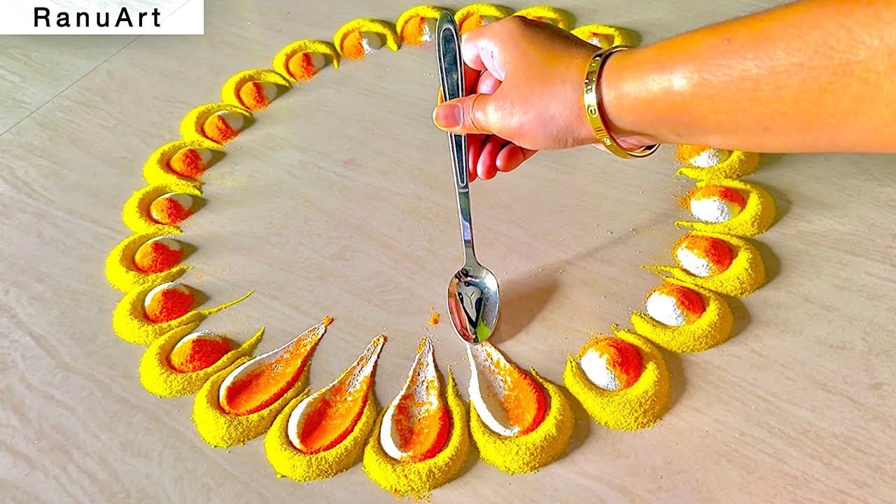 Simple Rangoli | Diwali Rangoli Designs | Navratri Rangoli designs | Rangoli colors | Ranu Art
