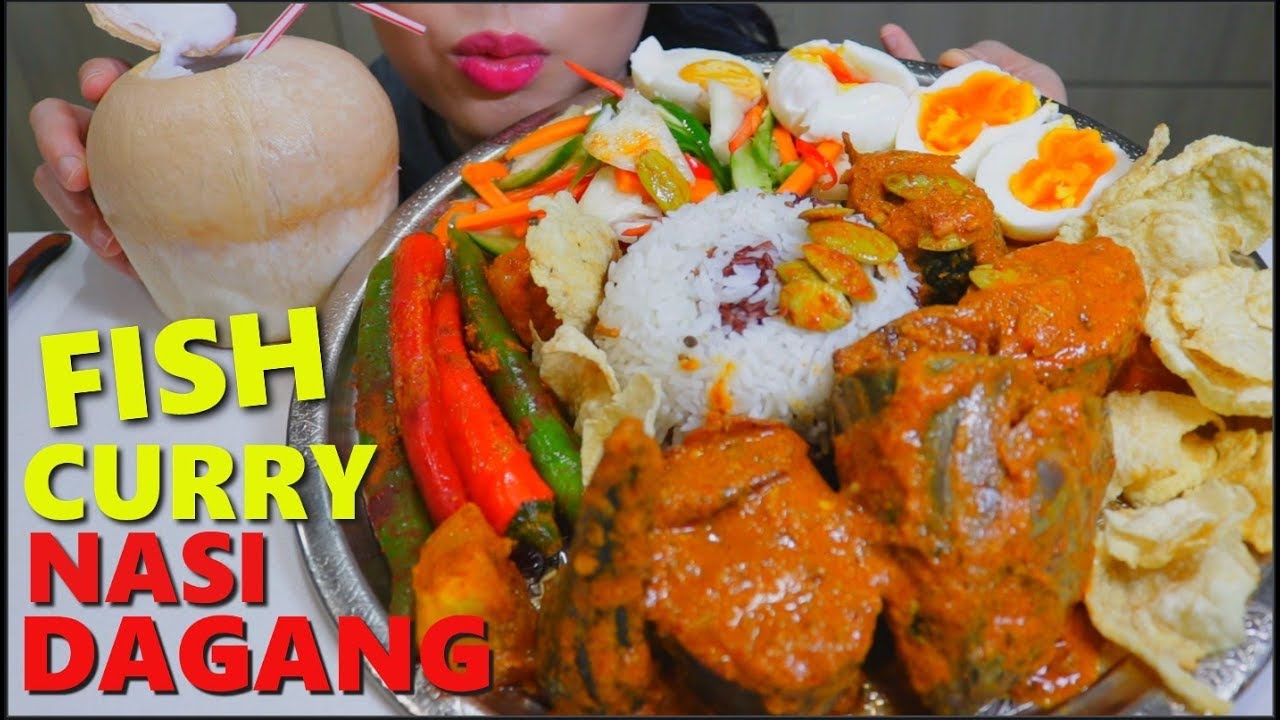ASMR NASI DAGANG | GULAI IKAN TONGKOL | ACHAR | FISH CURRY RICE | MALAYSIA | EATING SOUNDS