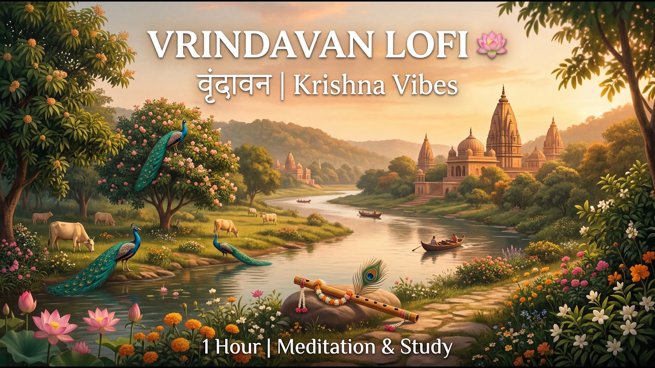 Vrindavan Lofi 🌸 | Krishna Vibes | 1 Hour Peaceful Music for Meditation, Study & Deep Sleep