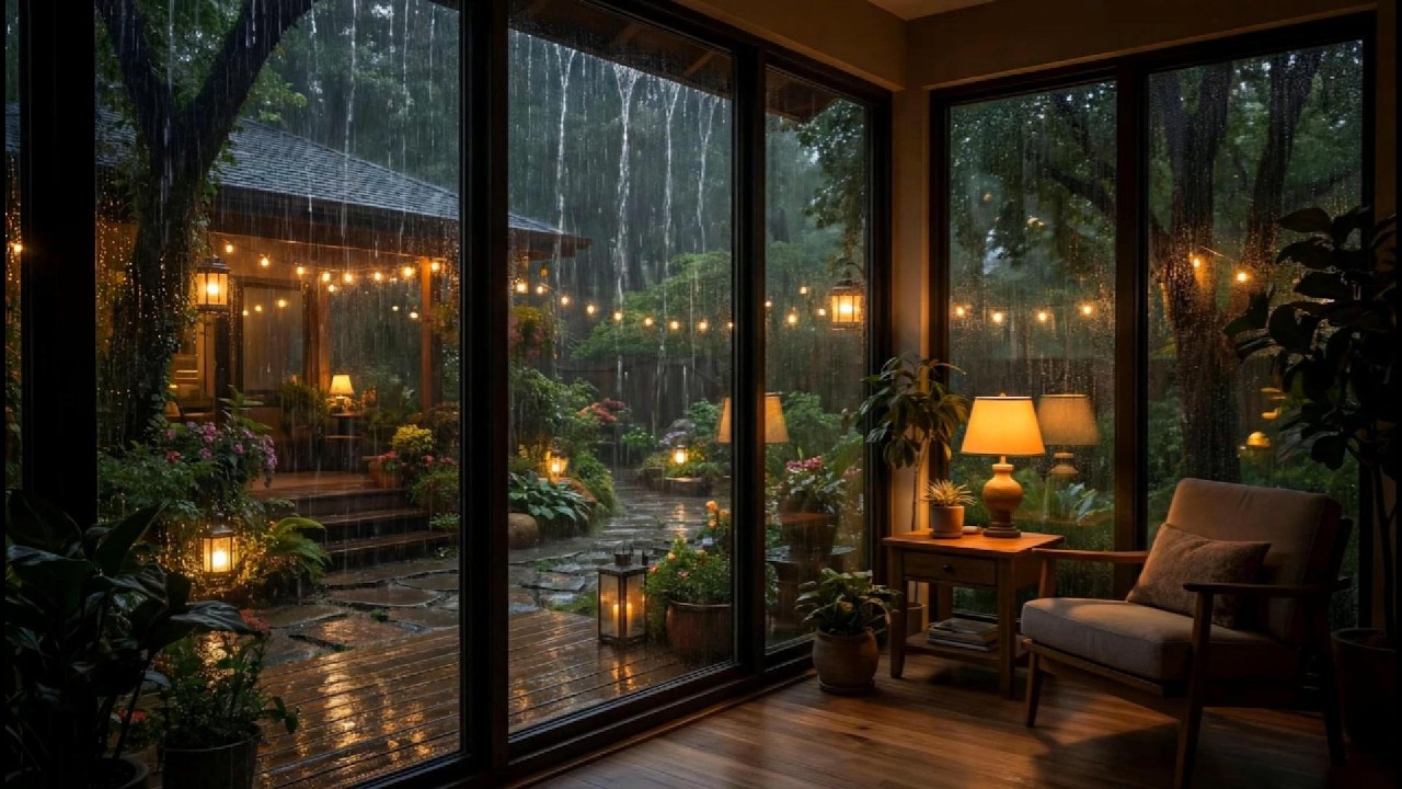 Heavy Rain on Glass Window 10 Hours 🌧 Cozy Forest House for Deep Sleep & Insomnia Relief