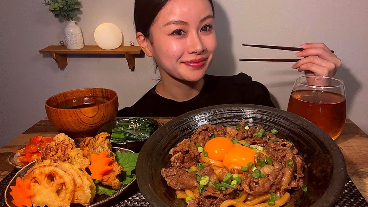 【ASMR】すき煮うどん[EatingSounds モッパン 咀嚼音 먹방]