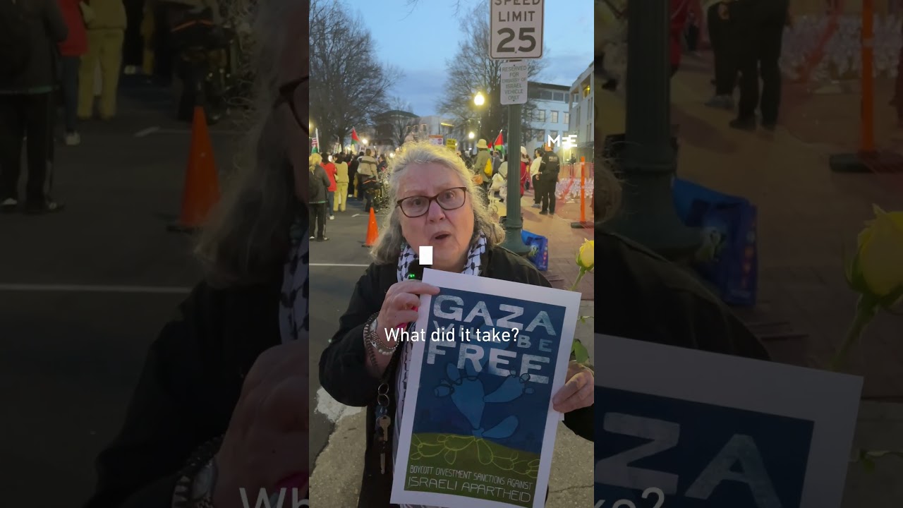 People gather to mourn death of Aaron Bushnell outside the Israeli embassy in DC #palestine #israel