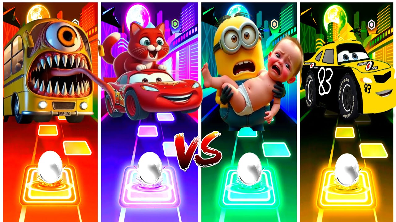 McQueen Car All Video Megamix 🆚Lighting McQueen Eater🆚McQueen Red Car 🎶 Tiles Hop EDM Rush Gameplay