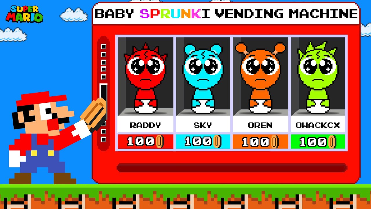 Mario Adopted Baby Sprunki in Vending Machine