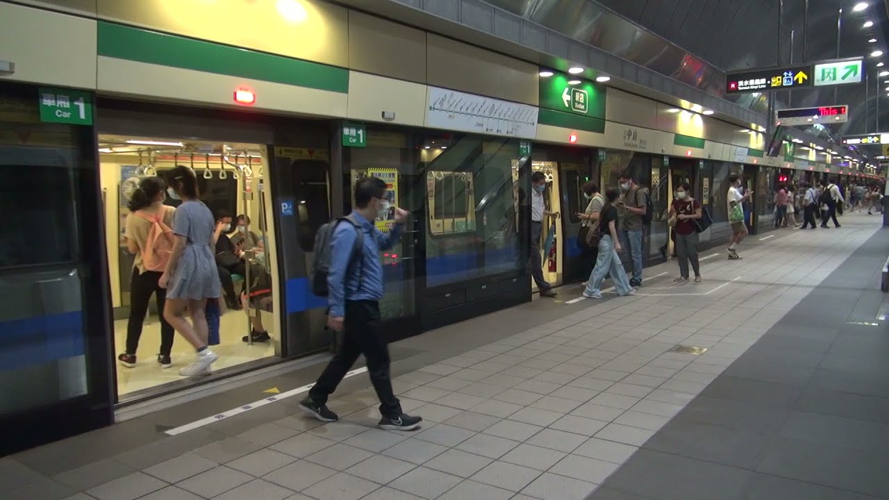台北捷運 松山新店線 C371三系 往新店 往松山 中山站 進站 出站